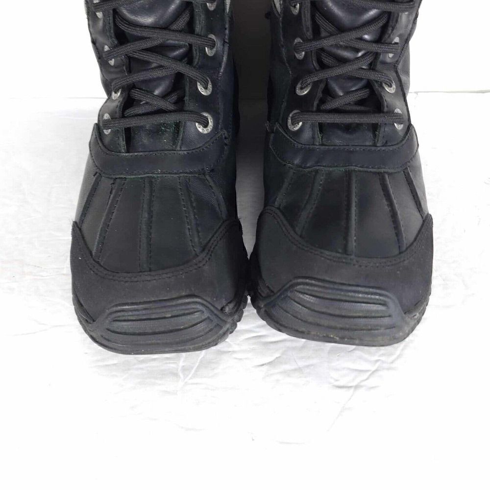 UGG Women's Adirondack Il US7 Black Leather Sheepskin Lace Up Winter Boots - Picture 4 of 12